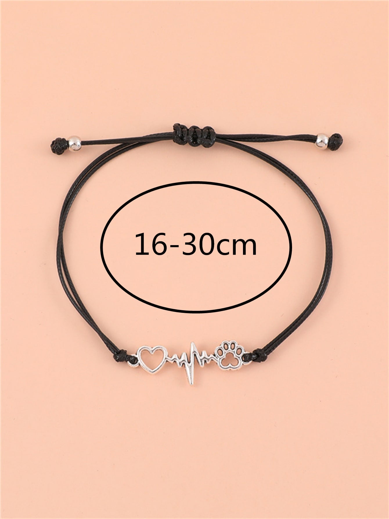 For Dog Mamas- 1pc Dog Paw & Heart Braid Bracelet Adjustable Black Rope Hand Jewelry Relationship Jewelry Gift