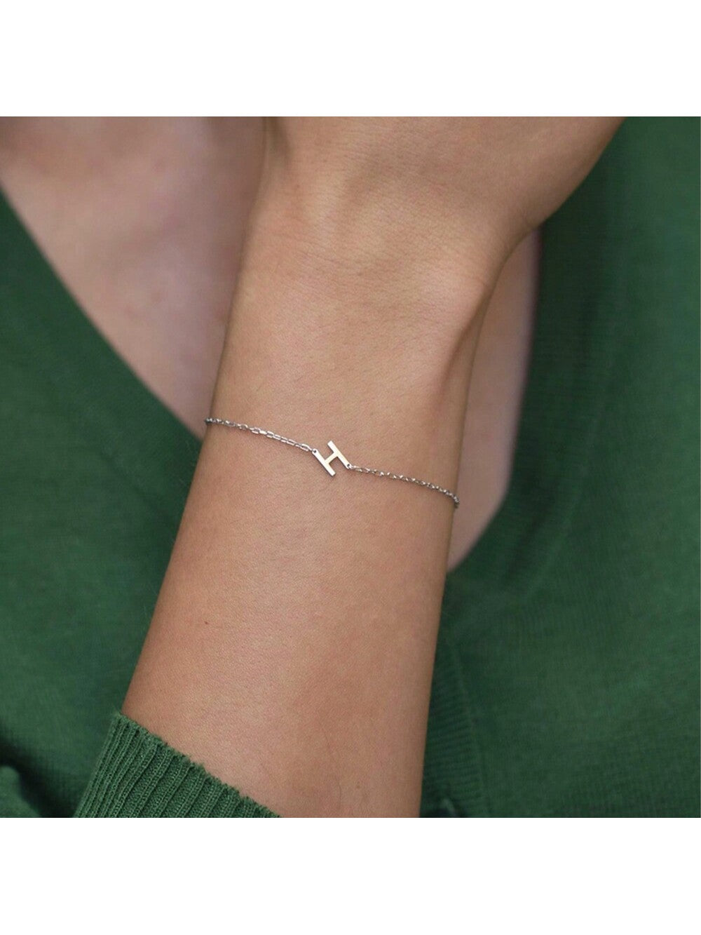 1pc Fashionable Simple Stainless Steel Letter Bracelet, Daily Wear For Women